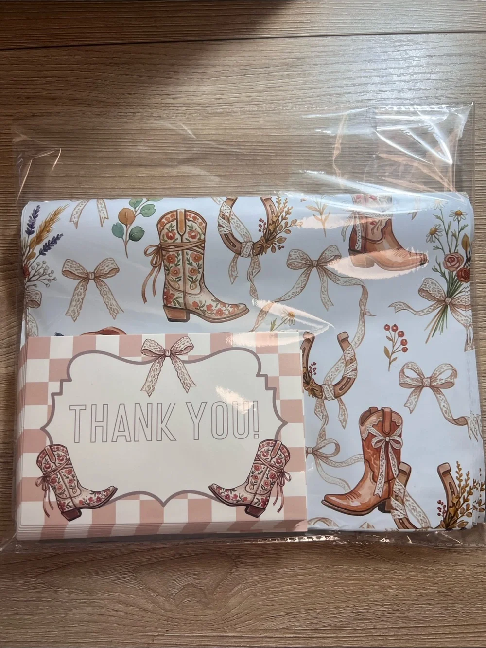 Western Cowgirl Poly Mailer & Thank You Card Bundle | 25 Mailers + 25 Cards